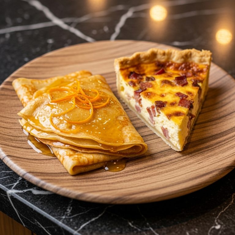Gluten-Free French Brunch: Mouthwatering Crêpes Suzette & Quiche Lorraine Duo